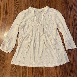 Boden Gemma Jersey Top in Ivory Petal Foil - US 4R EUC